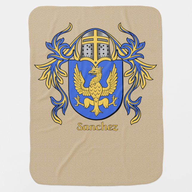 Sanchez Historical Heraldic Shield and Mantling Baby Blanket (Front)