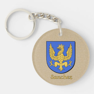 Sanchez Historical Shield with Spanish Flag Keychain