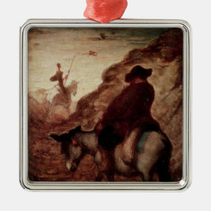 Sancho and Don Quixote, 19th century Metal Ornament