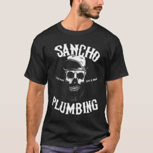Sancho Laying Pipe Day And Night Plumbing Skull Be T-Shirt