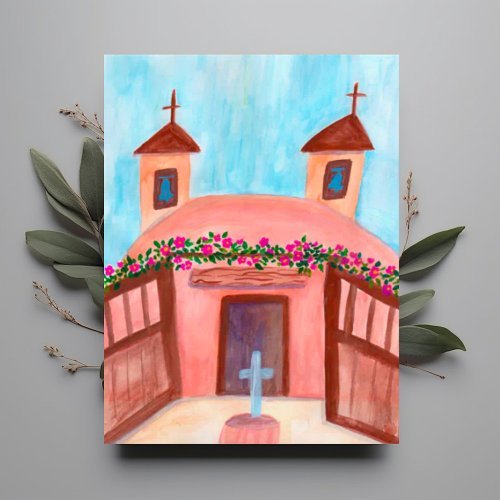 Sanctuario de Chimayo Watercolor New Mexico CUSTOM Postcard