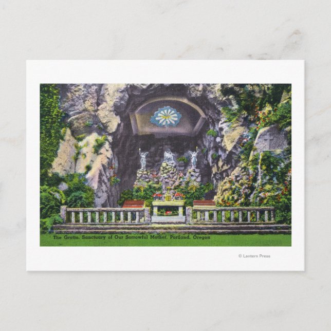 Sanctuary of Our Sorrowful Mother Grotto View Postcard (Front)