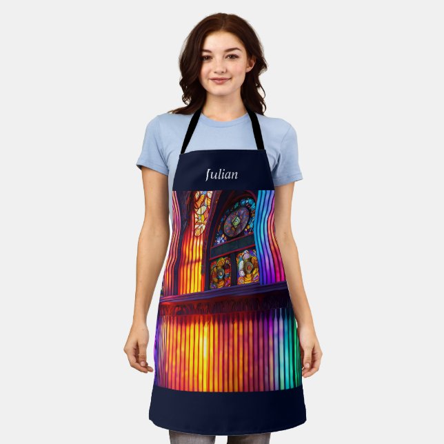 Sanctuary | Rainbow Church Art Personalized Apron (Worn)