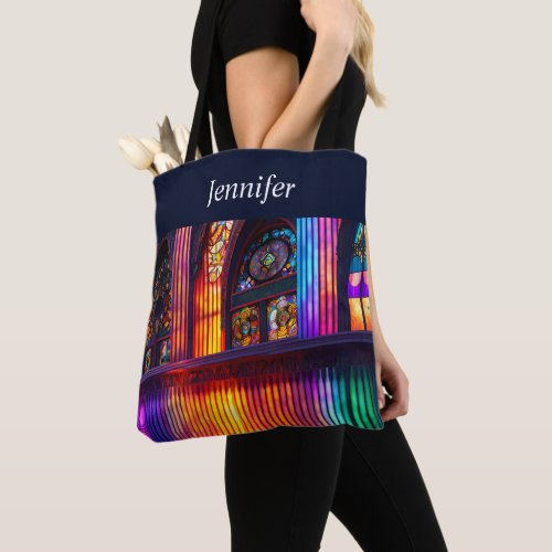 Sanctuary  Rainbow Church Art  Tote Bag