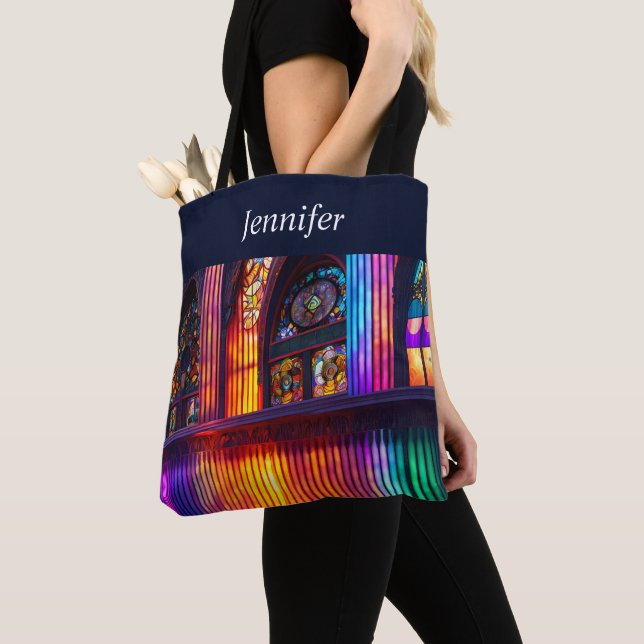 Sanctuary | Rainbow Church Art  Tote Bag (Close Up)