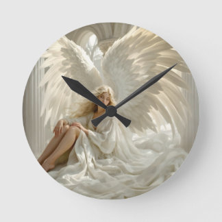 Sanctum of Wings – Angel in the Halls of Light Round Clock