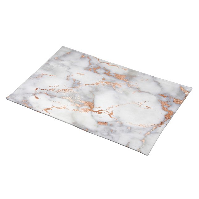 Sand Accents and White Abstract Pattern Cloth Placemat (On Table)