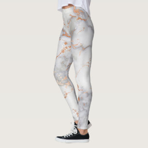 Sand Accents and White Abstract Pattern Leggings