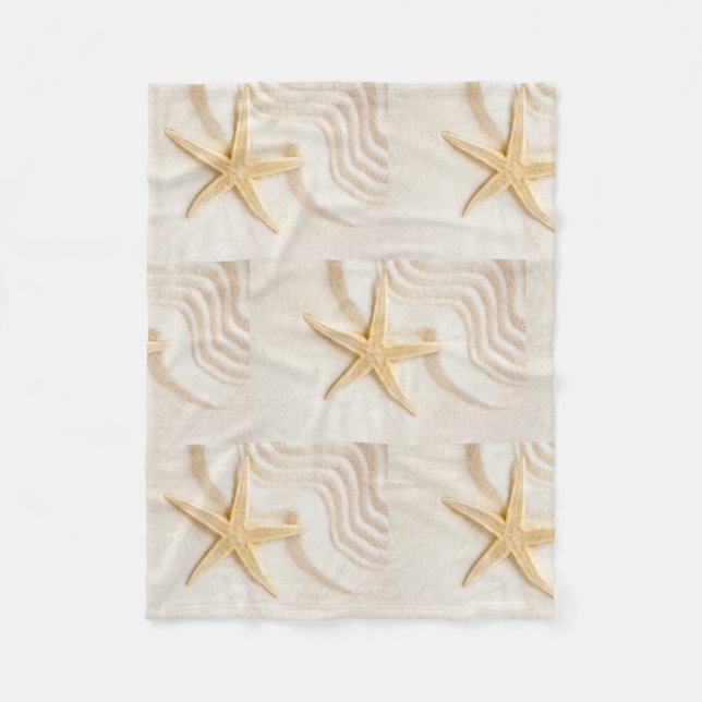 Sand and a Starfish natural neutral color  Fleece Blanket (Front)