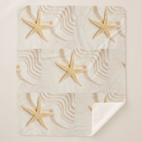 Sand and a Starfish natural neutral color  Sherpa Blanket
