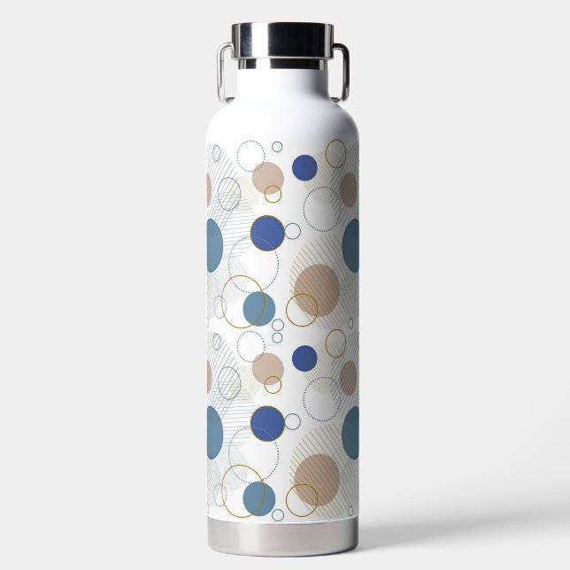 Sand and Blue Beach Color Dots Water Bottle (Front)