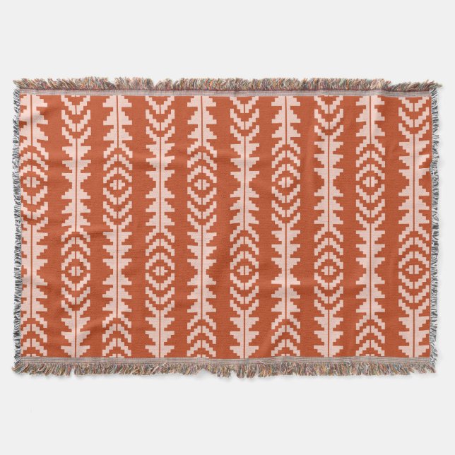 Sand and Clay Geometric Boho Design Throw Blanket (Front)