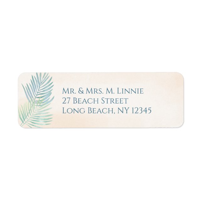 Sand and Palms Beach Wedding Label (Front)