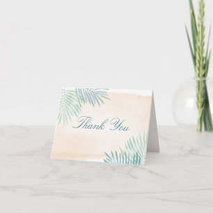 Sand and Palms Beach Wedding Photo Letterpress Thank You Card