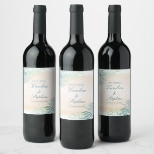 Sand and Palms Beach Wedding Wine Label
