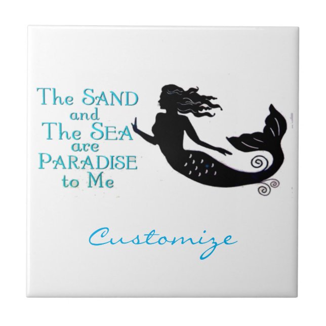 Sand and Sea Beach Mermaid Thunder_Cove Ceramic Tile (Front)