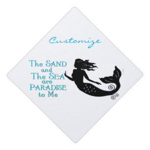 Sand and Sea Beach Mermaid Thunder_Cove Graduation Cap Topper