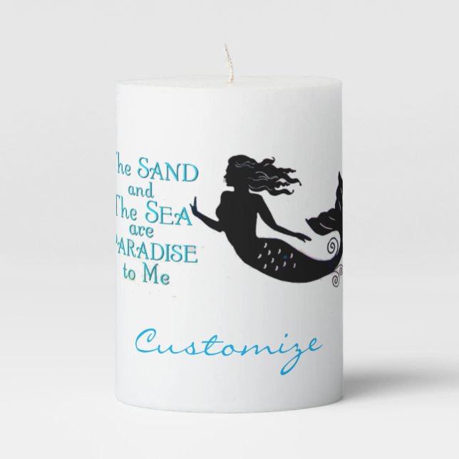 Sand and Sea Beach Mermaid Thunder_Cove  Pillar Candle (Front)