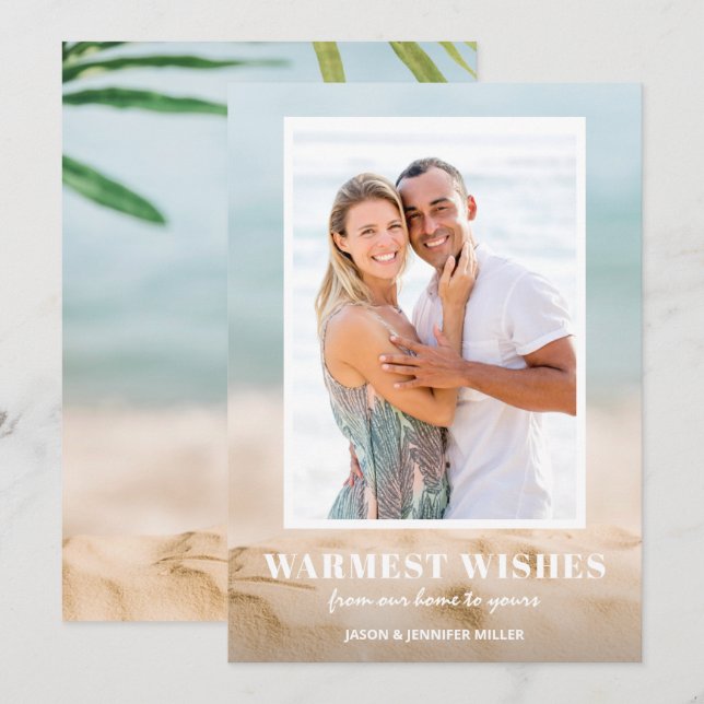 Sand and Sea Beach Photo Christmas Holiday Card (Front/Back)