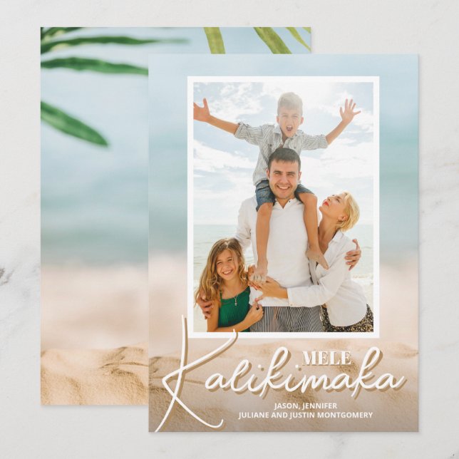 Sand and Sea Beach Photo Mele Kalikimaka  Holiday Card (Front/Back)