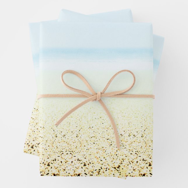 Sand and Sea Calm Coastal Wrapping Paper Sheets (In situ)