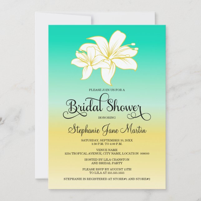 Sand and Sea Color Ombre Bridal Shower Invitation (Front)