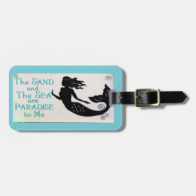 sand and sea mermaid blue luggage tag (Front Horizontal)