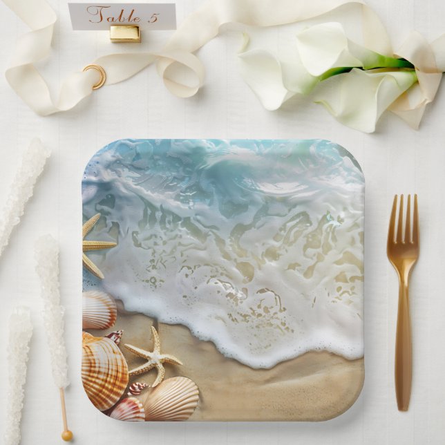Sand and Sea Paper Plates (Wedding)
