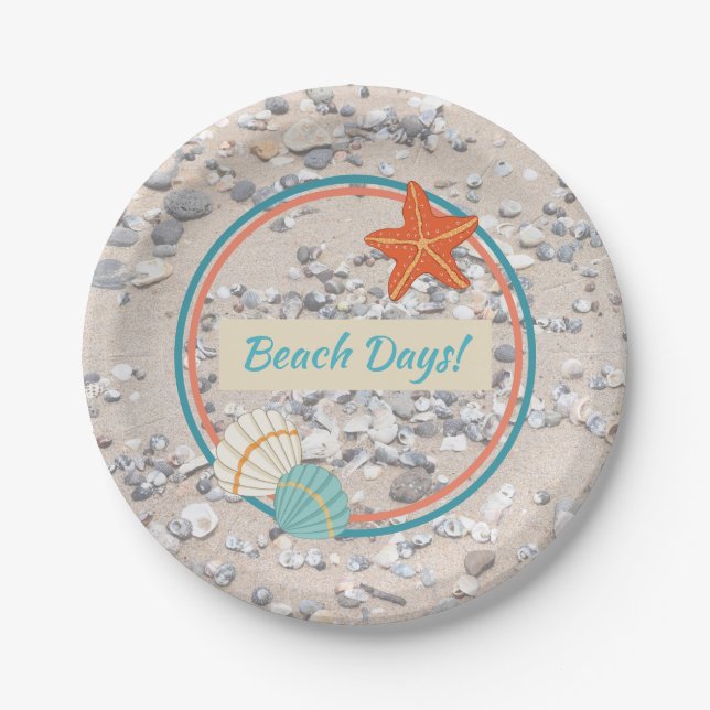 Sand and Sea Shells Paper Plates (Front)