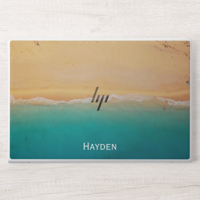 Sand and Sea Shoreline Photo Personalised HP Laptop Skin (Front)