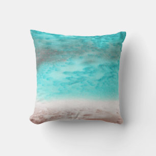 Sand and Seafoam Abstract Silk Pillow