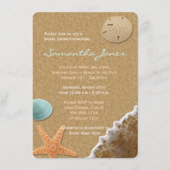 Sand And Shells Beach Bridal Shower Invitation by prettypicture at Zazzle
