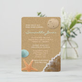 Sand and Shells Beach Bridal Shower Invitation (Standing Front)