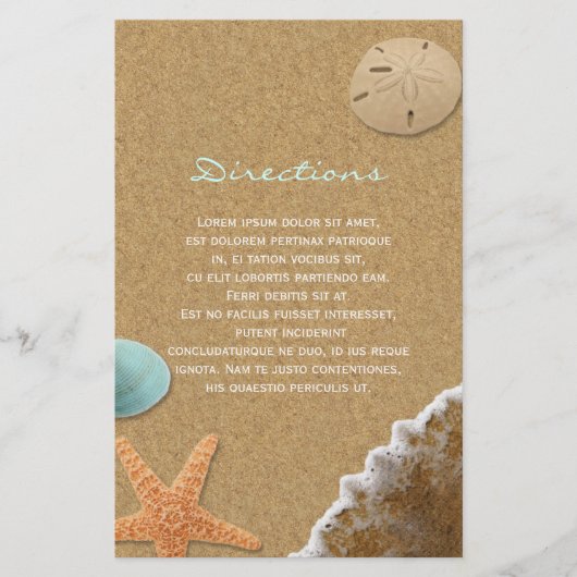Sand and Shells Beach Directions (Front)
