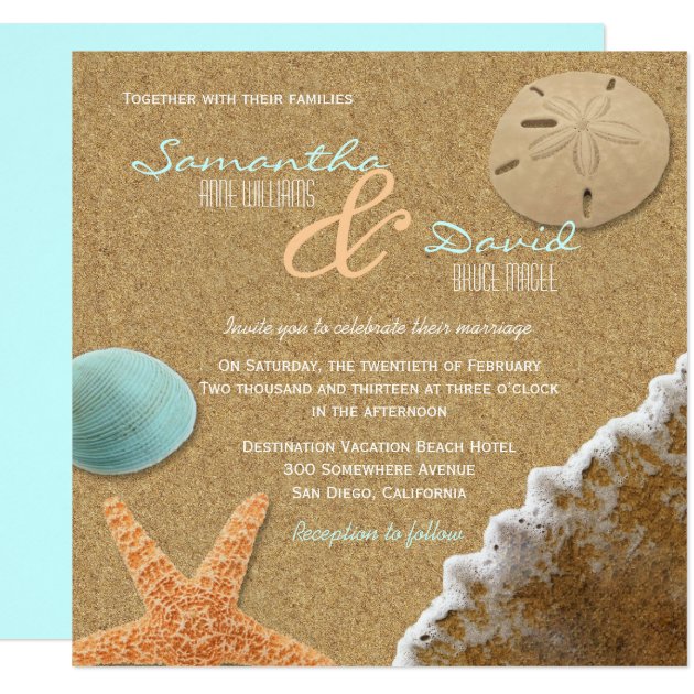 Sand And Shells Beach Square Wedding Invitation