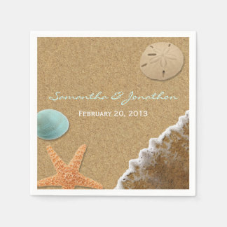 Sand and Shells Beach Theme Wedding Paper Napkin