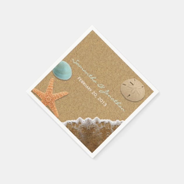 Sand And Shells Beach Theme Wedding Paper Napkin