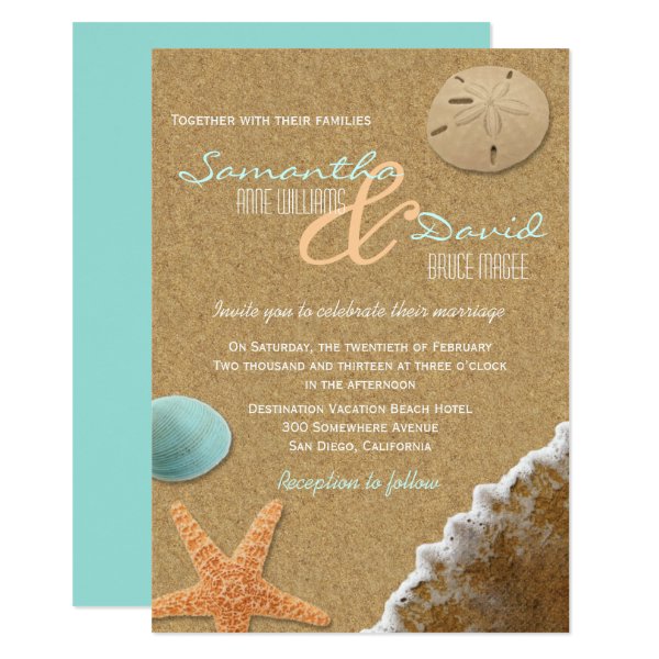 161269328310857919 Sand and Shells Beach Wedding Invitation