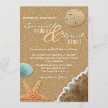 Sand And Shells Beach Wedding Invitation by prettypicture at Zazzle