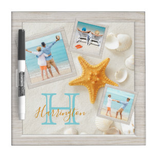 Sand and Shells Monogram Photo Dry Erase Board