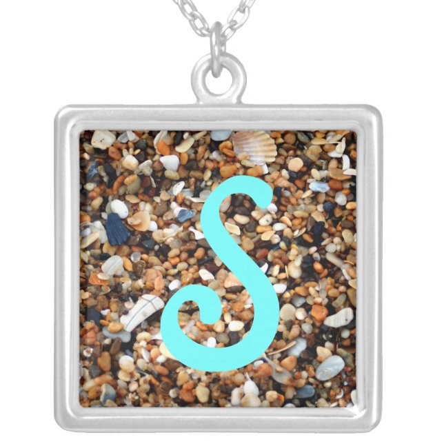 Sand and Shells - Monogram Silver Plated Necklace (Front)