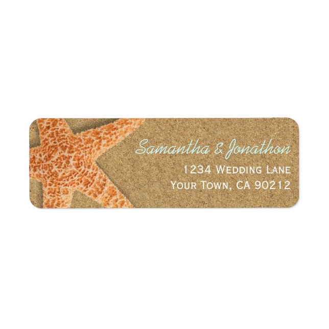 Sand and Shells Starfish Beach Theme Label (Front)