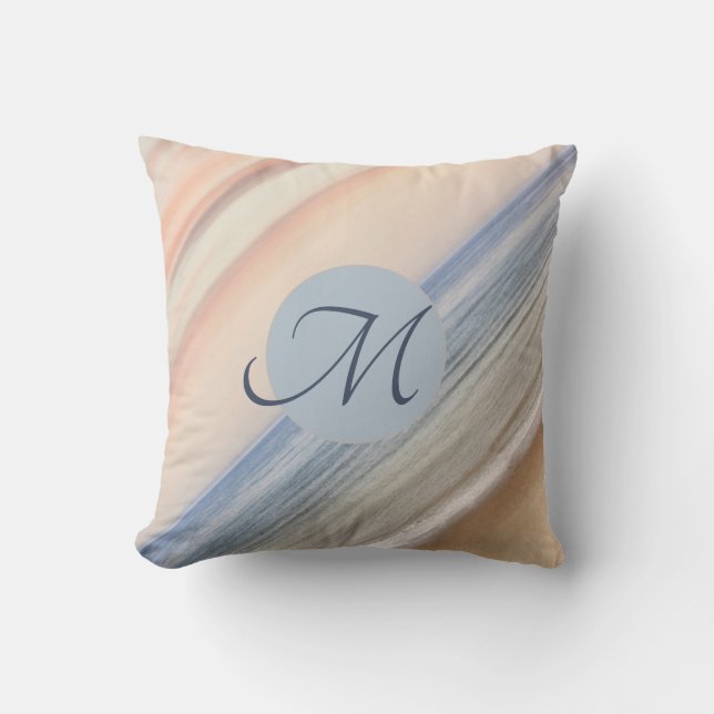 Sand and Shore Beach House Monogram Throw Pillow (Front)