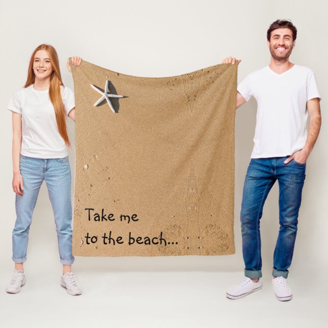 Sand and Starfish Custom Message Beach Fleece Blanket (In Situ)