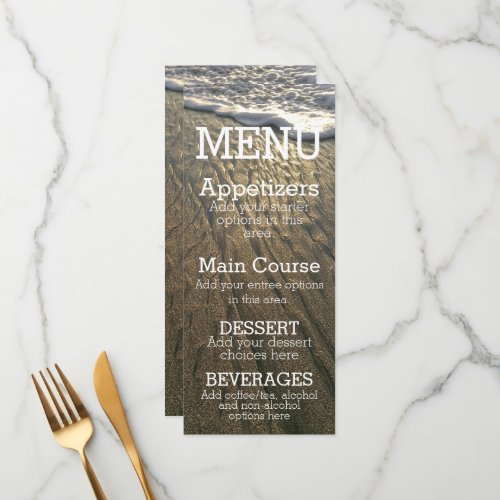 Sand and Surf Beach Destination Wedding Menu