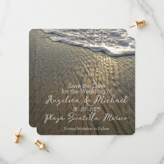 Sand and Surf Beach Destination Wedding Save The Date (Front/Back In Situ)