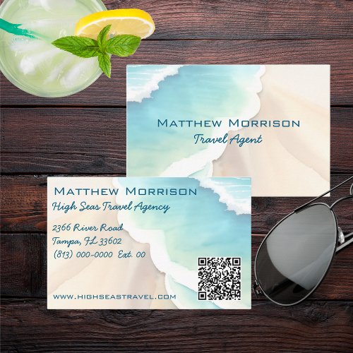 Sand and Surf with QR Code  Business Card