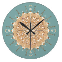 Sand and Turquoise Mandala Wall Clock