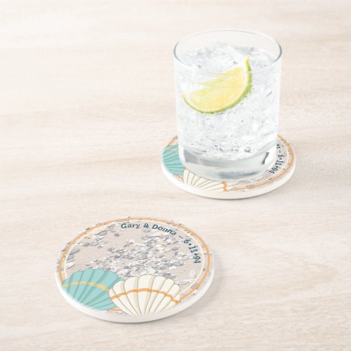 Sand and Two Seashells Coaster