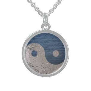 Sand and Water Yin and Yang Sterling Silver Necklace